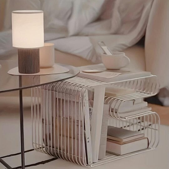 Havendro Metal Wire Side Table Magazine Rack Compact End Table for Sofa & Bedside Holder