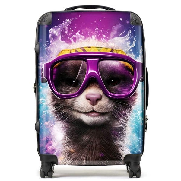 Warren Reed Splashart Ferret Purple Suitcase