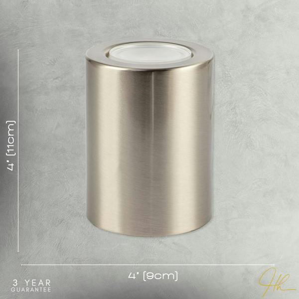 Cylindrical Nickel LED Uplighter with Minimalist Architectural Design Image 7