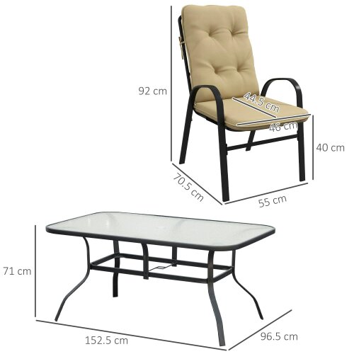 Wyld Haus Seriva 6 Seater Cream Garden Dining Set with Black Metal Frame