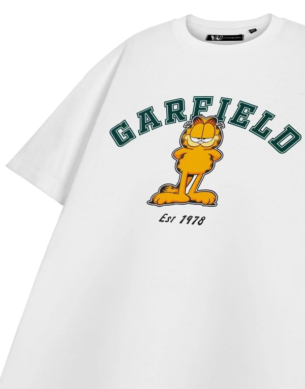 Garfield Unisex White College T-shirt Short Sleeved T-Shirt