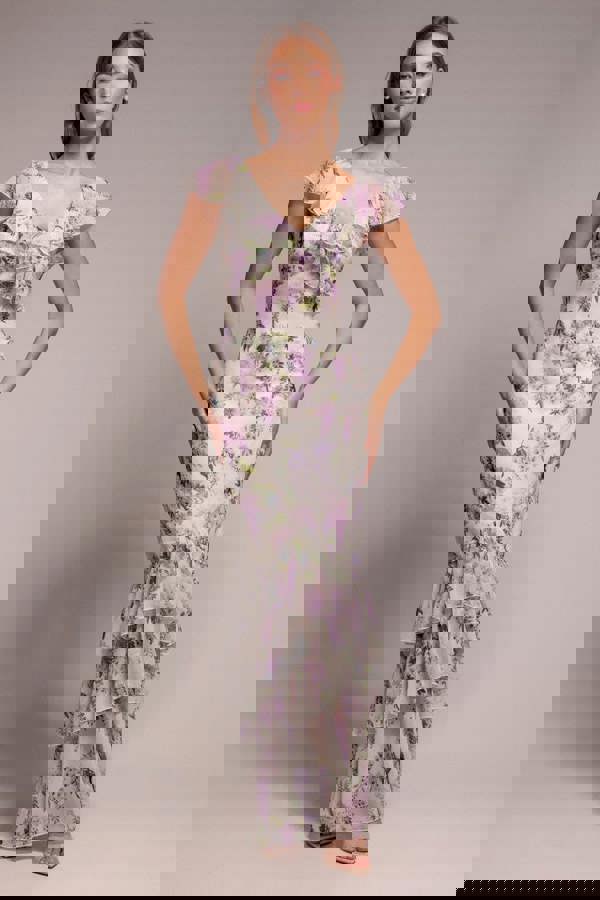 Printed Ruffle Neck & Hem Dress - Multi DR3881QZ