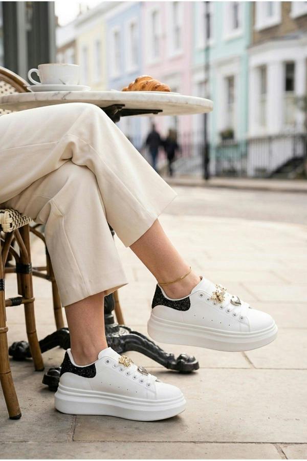Sloane White Platform Trainers - Black