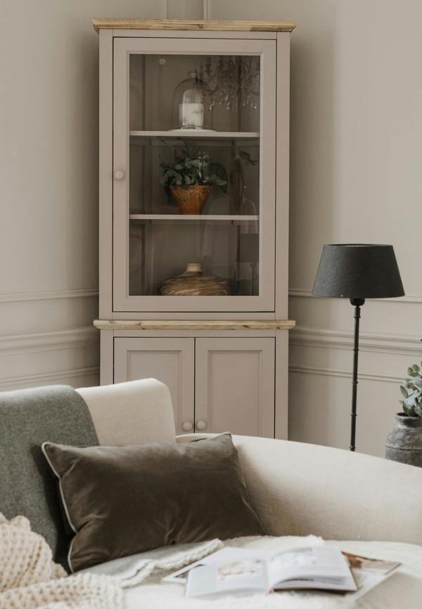 Statement Furniture Florence Corner Display Cabinet, Glass Door Assembled Dresser