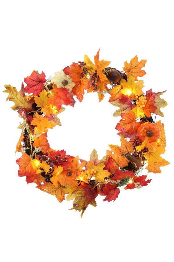 Living and Home Fall Wreath for Front Door Halloween Thanksgiving Decoration