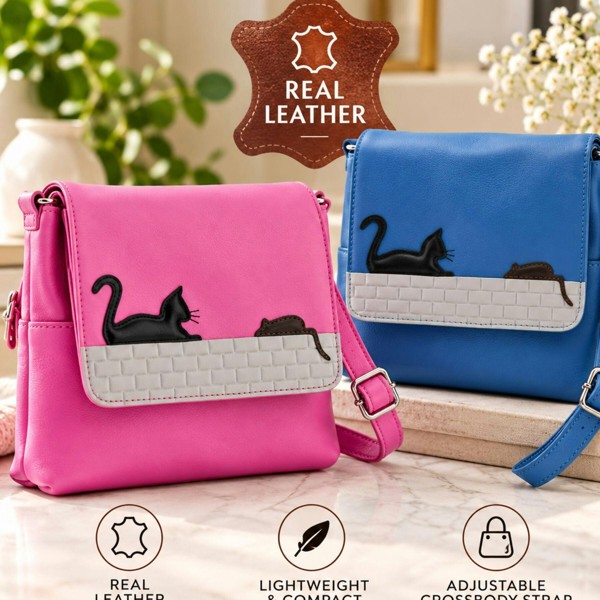 Mala Leather Cat & Mouse Small Crossbody Bag – Genuine Leather