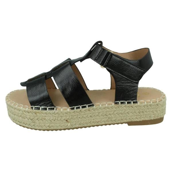 Down to Earth Ladies Down to Earth Gladiator Platform Espadrille with Ankle Strap F12084