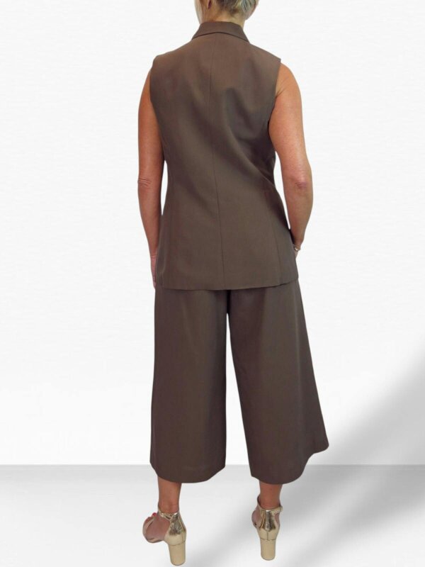 Paulo Due Women's 2 Piece Suit Linen Look Set - Sleeveless Tailored Waistcoat & Cropped Wide Leg Trousers