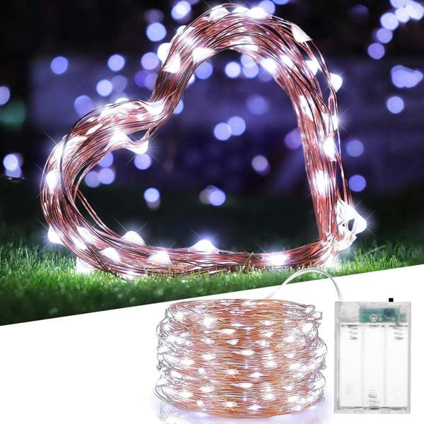 10m 100 LED Copper Wire Battery Operated Fairy String Lights, Cool White Twinkle, Pack of 2 image 7