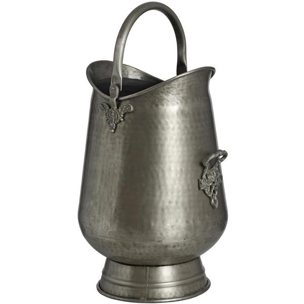 Hill Interiors Traditional Antique Pewter Metal Coal/Log Bucket - Silver - 