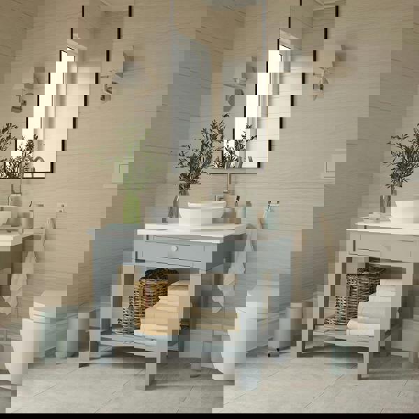 BESLAGSBODEN Eucalyptus Plastic Freestanding Toilet Brush and Holder