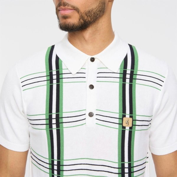 Gabicci V54GM01 Mens Searle Short Sleeve Pattern Knitted Polo Gabicci Vintage - WHITE