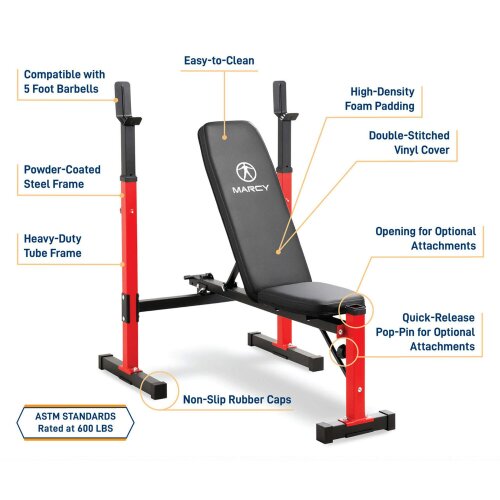 Marcy MWB5511 Folding Weight Bench With Adjustable Uprights & Backrest