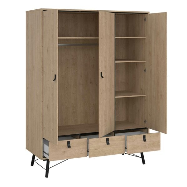 Wyld Haus Juno Wardrobe 3 Doors 3 Drawers Natural Oak