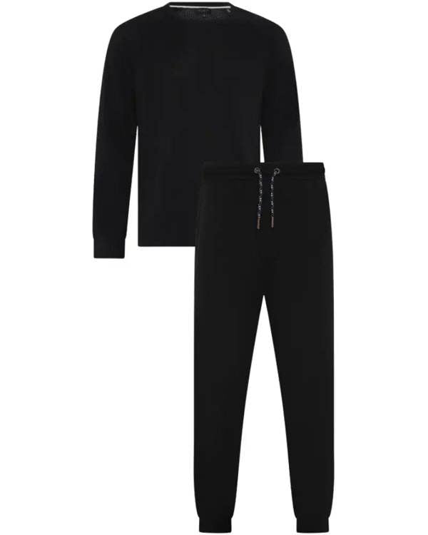 Ted Baker Waffle Long-Sleeve Top & Joggers Lounge Set, Black