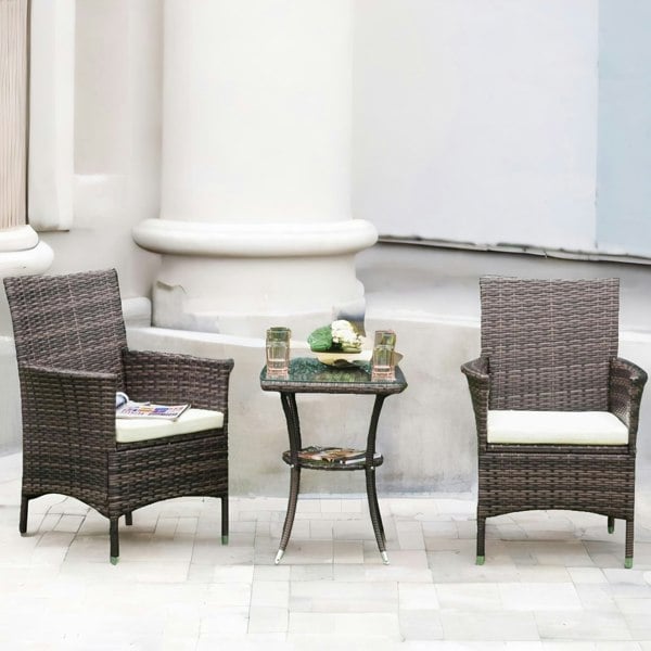 Rafaelo Mobilia Set of 3 Rattan Garden Conversation Furniture Set