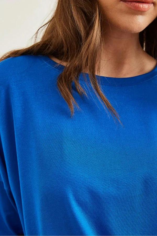 Hoxton Gal Crew Neck Draped Batwing Viscose Blouse
