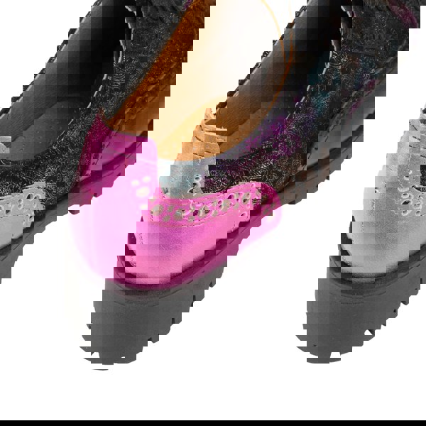 Embassy London Artisan - Dark Winter Foil & Pink - Women's leather lace-up shoe with brogue detailing