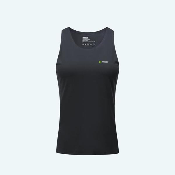 Anniou Unisex Quick-drying Marathon Sleeveless Vest - Black-Women