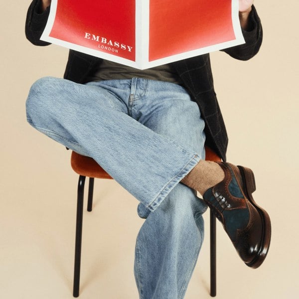 Embassy London Elwood - Khaki & Brown - Men's Leather Brogue Shoe