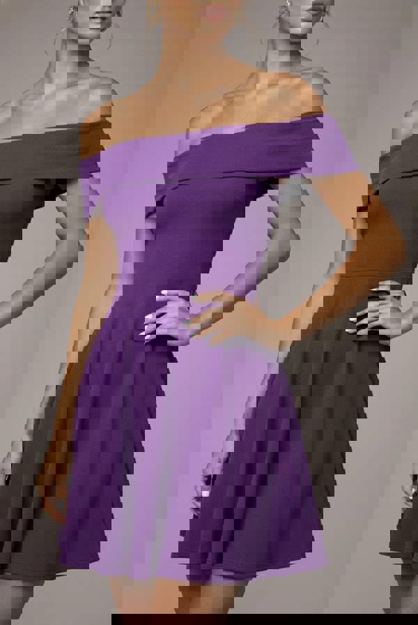 Bardot Scuba Crepe Skater Mini Dress - Purple DR2575A