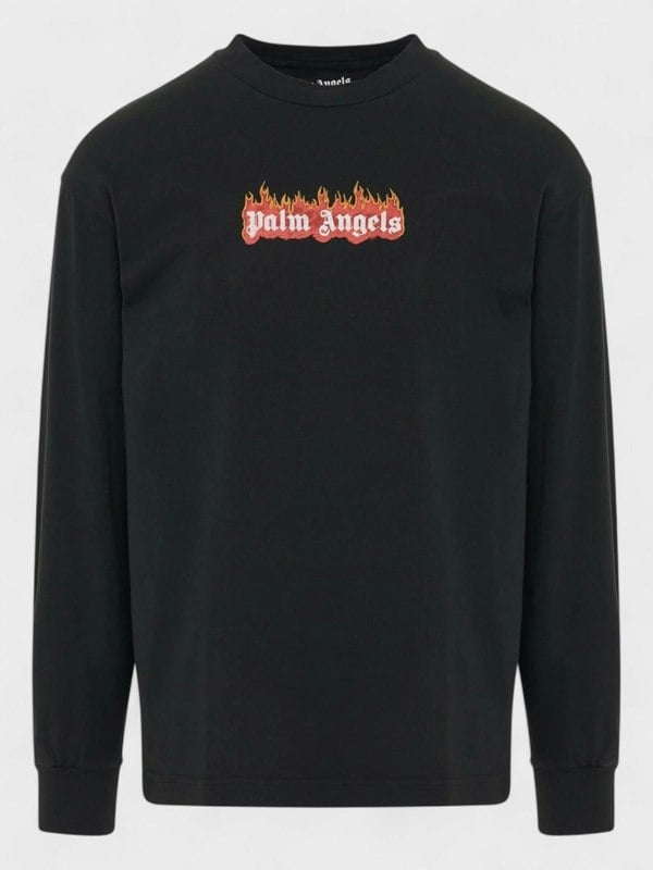 Palm Angels Burning Logo Classic Tee Long Sleeve - Supplied FashionPalm Angels