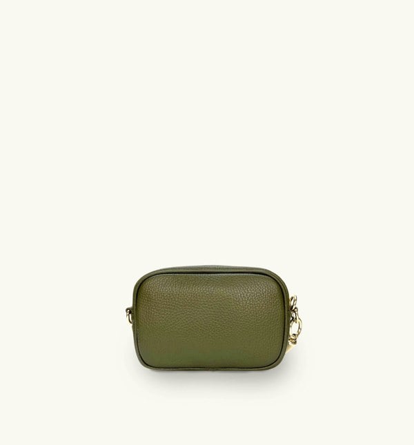 Apatchy London The Mini Tassel Leather Phone Bag - Olive Green