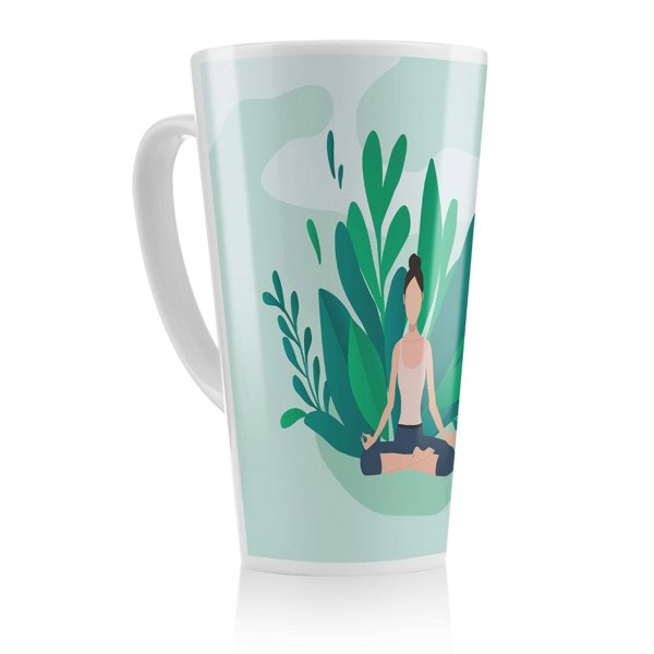 Benjamin Tate Design Woman Meditating Designer Latte Mug