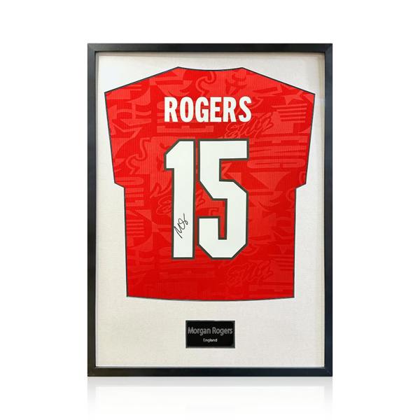 Morgan Rogers Signed England Away Shirt Standard Frame