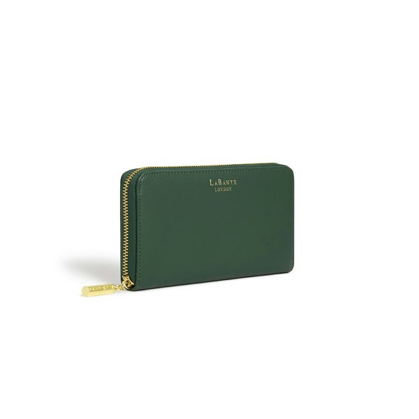 LaBante London Cruelty Free & Sustainable Serene Vegan Green Sleek Wallet with Zipper