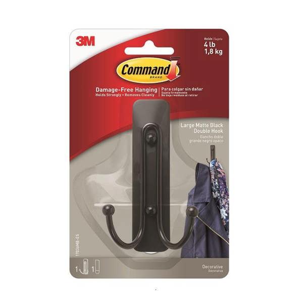 Command 17036B Large Matte Black Double Hook 1.8kg - One Colour - 