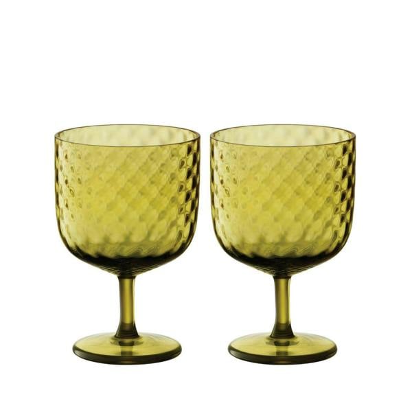 LSA Dapple Wine Glass 325ml Set of 2 Woodland Green