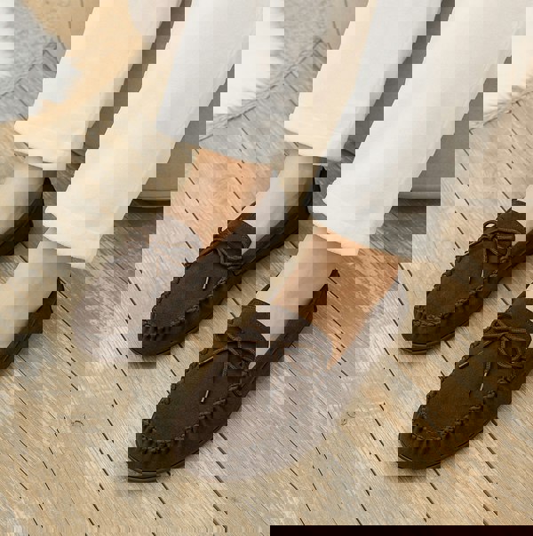 Mokkers BRUCE Mens Moccasin Slippers Dark Brown