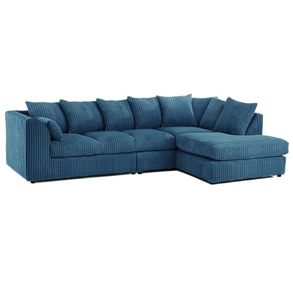 Furnishings For Less Luxor Full Cord Fabric 5 Seater Corner Sofa Scatter Back