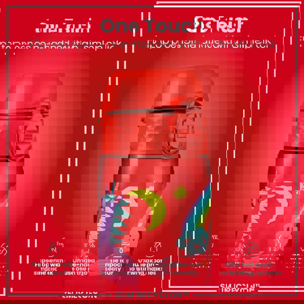 ION8 Leak Proof Slim Water Bottle, Recyclon, Red Unicorns, 500ml (18oz)