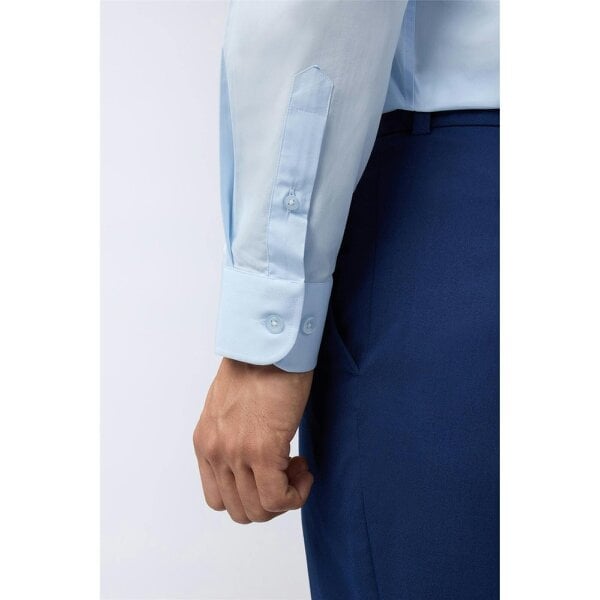 Limehaus Tailored Fit Blue Stretch Poplin Shirt