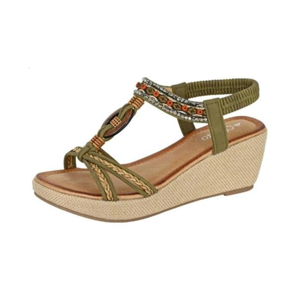 Cipriata Womens/Ladies Jewelled Platform Heel Sandals - Khaki - 