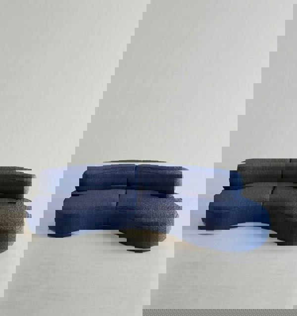 Selim Three Seater Curved Sofa, Modular Sofa, Blue