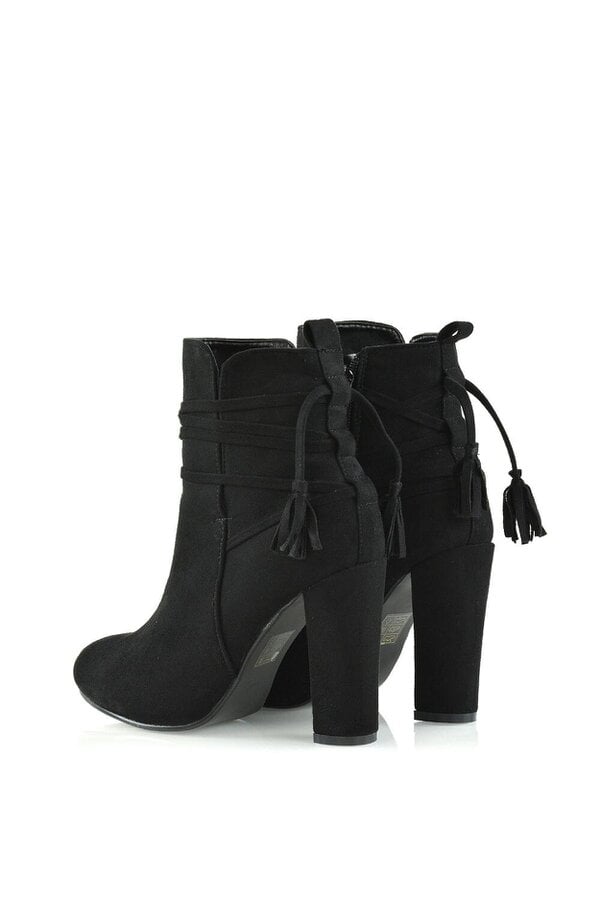 XY LONDON Tie up Tassel Detail Block High Heel Ankle Boots