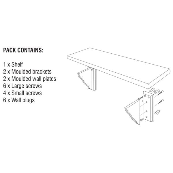 Core Products Complete Shelf Kit, Solid Pine Unfinished Board & 2 Brackets