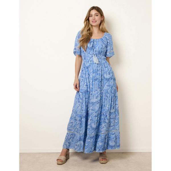 Blue Vanilla Ladder Trim Detailing Bardot Dress