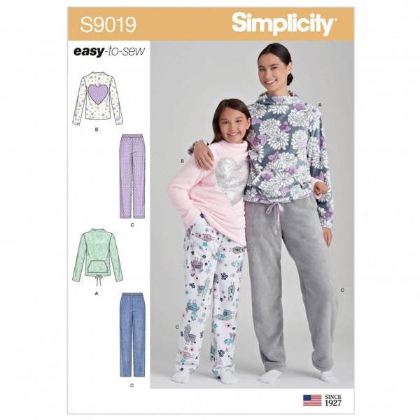 Simplicity Sewing Pattern 9019, Tops, Trousers for Women, Teenagers, Kids, A (S - L / XS - XL) - Easy
