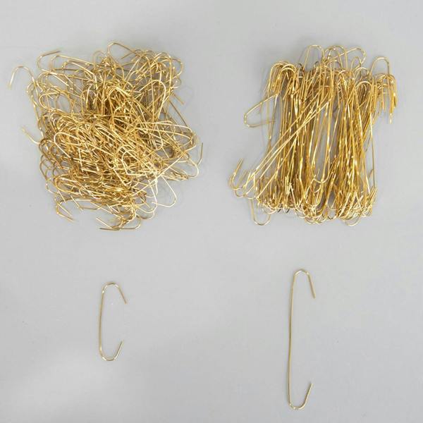 300Pcs Gold Tree Decoration Hooks for Christmas Ornaments, Reusable C-Shaped Metal Hangers image 5