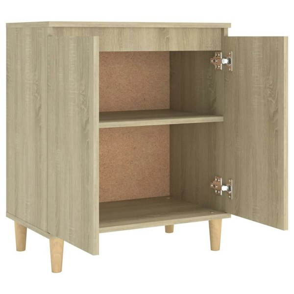 Berkfield Sideboard with Solid Wood Legs Sonoma Oak 60x35x70 cm Engineered Wood