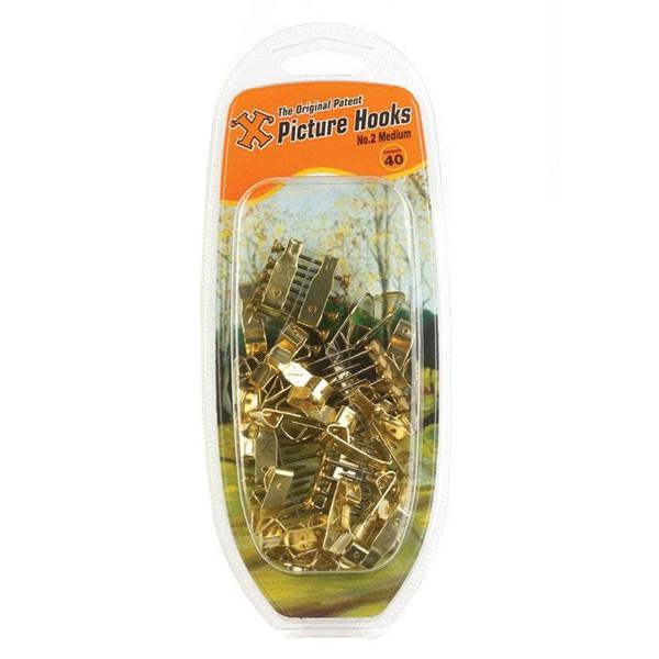 X Picture Hooks No 2 Brass Plated 40pk - One Colour - 