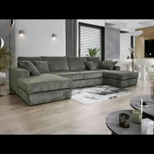 Snug Furniture Large Spacious Double Corner Sofa With Footstool Jumbo Cord