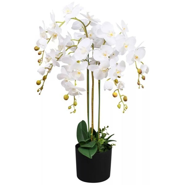 Leaf 85cm Artificial Deluxe Bush Orchid - White