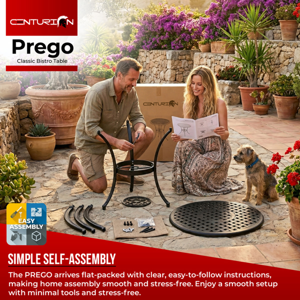 Centurion Supports PREGO Garden and Patio Black Cast Aluminium Bistro Table