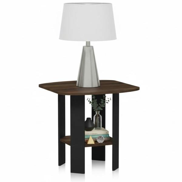 WALPLUS Simple Design End/SideTable, Columbia Walnut/Black | Stylish Table for Home Use with Practical and Modern Design