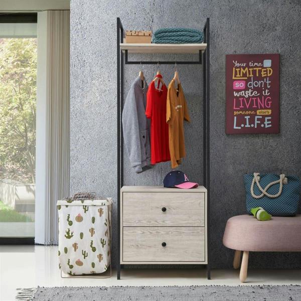 Timber Art Design Zahra Bedroom Open Wardrobe 2 Drawers  Furniture Storage Cupboard